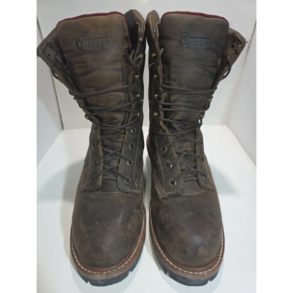 Chippewa Logger Boots Men’s Size 9 EEE Brown Waterproof Leather Steel Toe